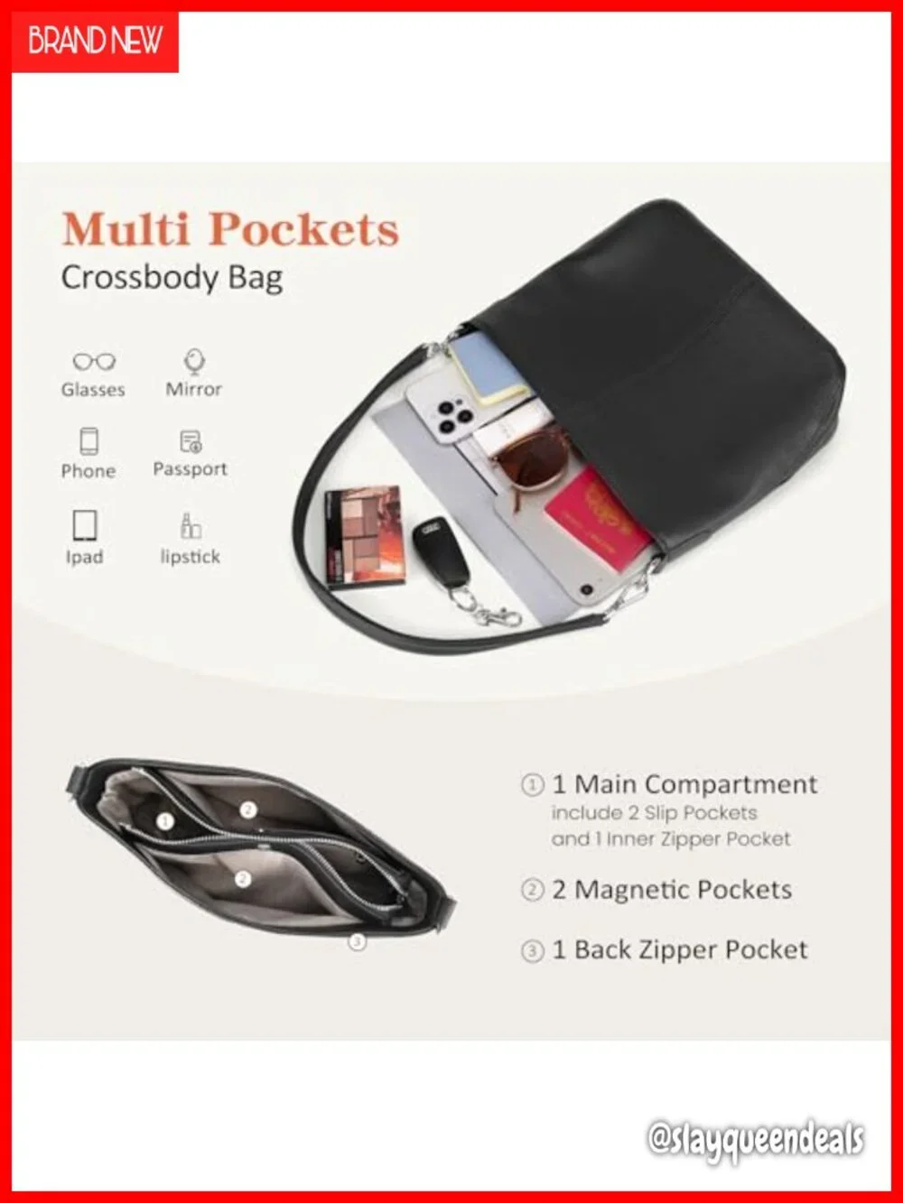Genuine Leather Hobo Crossbody Bag for Women